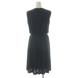 ANAYI ノースリーブ プリーツワンピースセミフレア ひざ丈 36 ネイビー