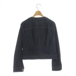 ANAYI デニムライクノーカラージャケット ジップアップ 36 ネイビー