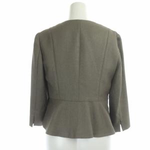 ANAYI セットアップ スーツ バスケットストレッチ ノーカラージャケット スカート 膝丈 36 カーキ