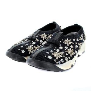 Christian Dior DIOR FUSION スニーカー ラインストーン メッシュ 36 ブラック