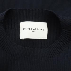 UNITED ARROWS 22AW P パフスリーブ ニット セーター 長袖 クルーネック ネイビー