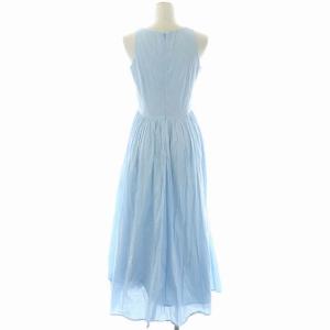 MARIHA ノースリーブギャザードレスワンピース ロング マキシ 38 水色 ライトブルー
