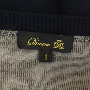 Drawer ウールニットワンピース ひざ丈 フレンチスリーブ 半袖 1 紺 ネイビー