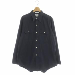 ミリタリー シャツ オーバーサイズ コットン ヴィンテージ加工 長袖 M チャコールグレー