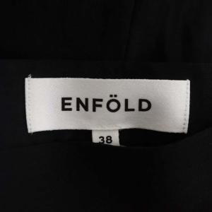 ENFOLD 21SS リネンレーヨン 裾ボタン ストレッチ テーパードパンツ スリム 38 黒 ブラック
