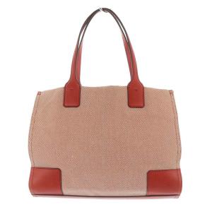 TORY BURCH ELLA CANVAS MINI TOTE トートバッグ キャンバス レザー 赤 レッド 白 ホワイト