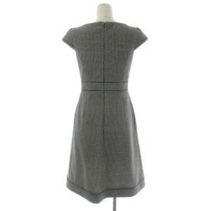 TOCCA SIXTIES ドレス ワンピース 総柄 膝丈 フレンチスリーブ 0 ブラック オフホワイト