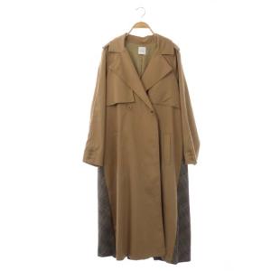 BALLOON CHECK GATHER JK バルーン チェック ギャザー ジャケット トレンチコート ロング 切替 ウール混