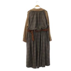 Ameri VINTAGE BALLOON CHECK GATHER JK バルーン チェック ギャザー ジャケット トレンチコート ロング 切替 ウール混