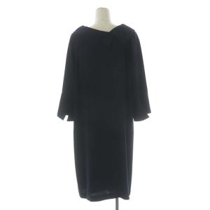 ADORE ダブルジョーゼットワンピース 膝丈 七分袖 38 ネイビー