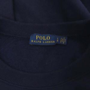 POLO RALPH LAUREN レースアッププルオーバー スウェット 長袖 クルーネック 裏起毛 ロゴ刺繍 LG ネイビー