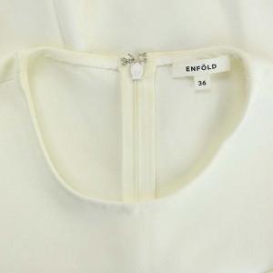 ENFOLD ダブルクロス ランダムヘムチュニック フレア 長袖 36 白 ホワイト