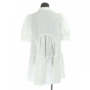 CELFORD 22AW スカラップティアードブラウス チュニック丈 前開き 半袖 パフスリーブ 38 ホワイト