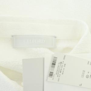 CELFORD 22AW スカラップティアードブラウス チュニック丈 前開き 半袖 パフスリーブ 38 ホワイト