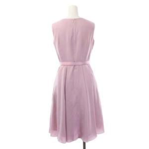 ELISA ノースリーブワンピース ミモレ丈 フレア タック ベルト付き 1 ピンク