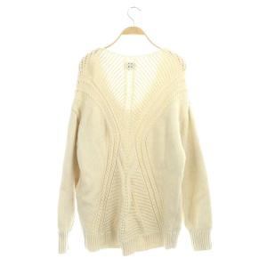 CLANE 21AW バックオープンケーブルVネックニットプルオーバー セーター 長袖 1 アイボリー