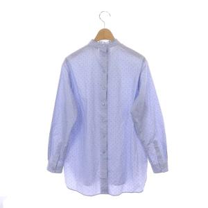 Drawer コットンジャカードスタンドフリルシャツ ドット 36 ブルー