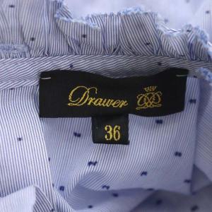 Drawer コットンジャカードスタンドフリルシャツ ドット 36 ブルー