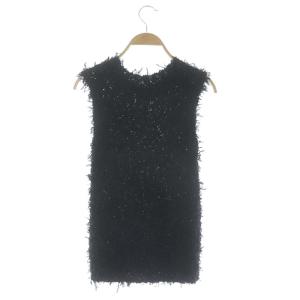 Drawer テープヤーンノースリーブニット カットソー プルオーバー シアー 1 黒 ブラック