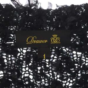 Drawer テープヤーンニットカーディガン シアー 長袖 1 黒 ブラック