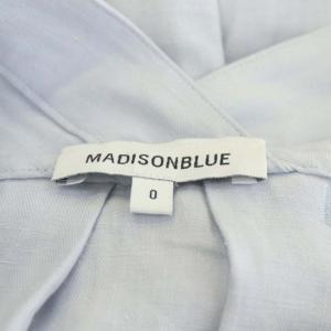 MADISONBLUE リネン ベルテッドシャツワンピース ひざ丈 ミディ丈 長袖 0 水色 ライトブルー