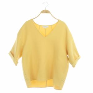 ウールVネックプルオーバー ブラウス カットソー 七分袖 01 S イエロー