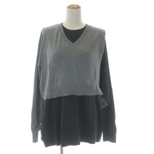 22SS NouvelleFine アシンメレイヤードニット PULLOVER セーター カシミヤ混 長袖 2点セット 38