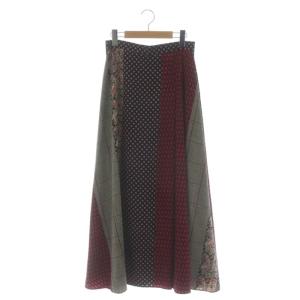 フレアスカート ロング ペイズリー プリント 総柄 40 マルチカラー