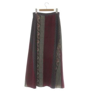 UNITED ARROWS フレアスカート ロング ペイズリー プリント 総柄 40 マルチカラー