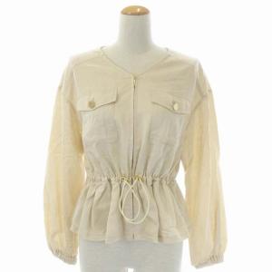 21SS ノーカラーヘムフレアジャケット 薄手 36 ベージュ