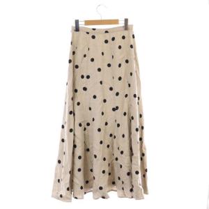 BEAUTY&YOUTH UNITED ARROWS リネンドットフレアロングスカート M ベージュ 黒 ブラック