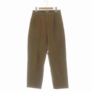 WASHED COTTON TWILL テーパードパンツ タック ジッパーフライ 2 茶 ブラウン