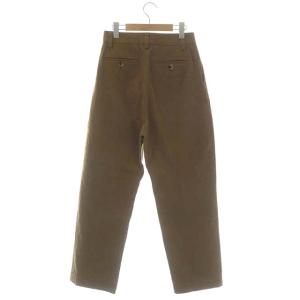 MARGARET HOWELL WASHED COTTON TWILL テーパードパンツ タック ジッパーフライ 2 茶 ブラウン