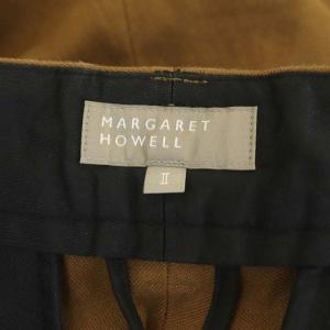 MARGARET HOWELL WASHED COTTON TWILL テーパードパンツ タック ジッパーフライ 2 茶 ブラウン