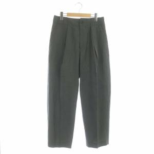 22SS SOFT WOOL LINEN テーパードパンツ シェフパンツ タック 2 ダークグリーン