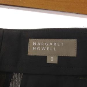 MARGARET HOWELL 22SS HIGH TWIST LINEN COTTON TWILL パンツ ワイドストレート タック 2 ダークカーキ