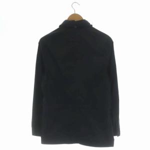 LANVIN バイカラー切替ナイロンジャケット ジップアップ 薄手 44 紺 黒 ネイビー ブラック