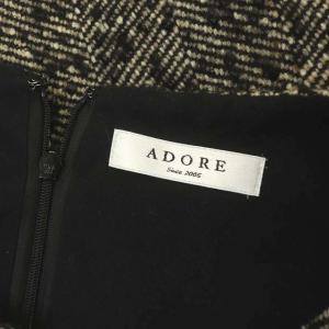 ADORE ジャンパースカート ウール ワンピース Vネック ノースリーブ ミモレ丈 36 黒 ライトブラウン