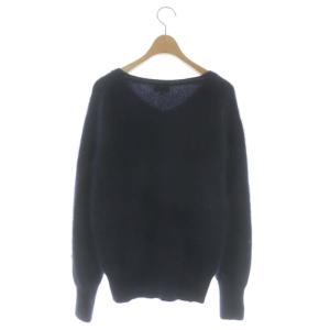 LANVIN en Bleu Vネックシャギーニット セーター 長袖 38 ネイビー
