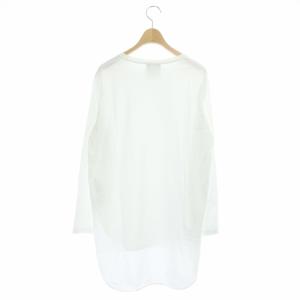 ATON コットンラウンドヘムカットソー 長袖 クルーネック チュニック プルオーバー 02 ホワイト