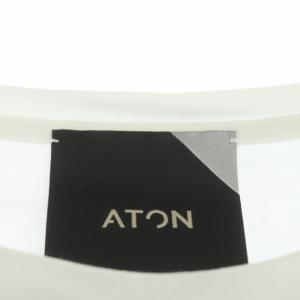 ATON コットンラウンドヘムカットソー 長袖 クルーネック チュニック プルオーバー 02 ホワイト
