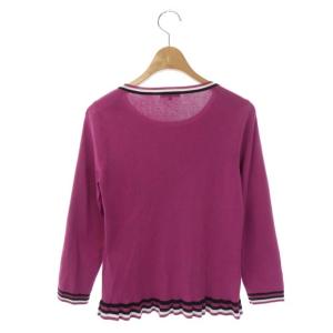 TO BE CHIC 2ライン長袖ニット カットソー クルーネック プルオーバー 40 パープルピンク