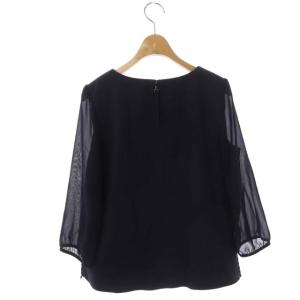 TO BE CHIC バックジップ 袖切替カットソー 七分袖 八分袖 シフォン切替 42 ネイビー