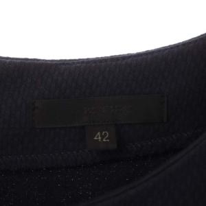 TO BE CHIC バックジップ 袖切替カットソー 七分袖 八分袖 シフォン切替 42 ネイビー