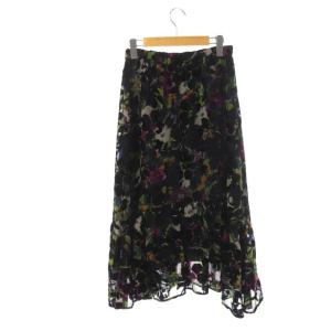 GRACE CONTINENTAL 22AW ベルベットオパールスカート ロング ギャザー フレア 花柄 36 ブラック