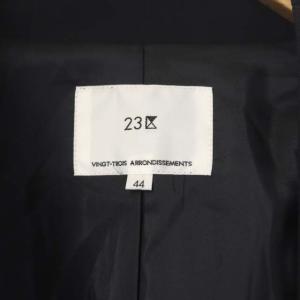 23区 vingt-trois 21SS グロッシーダブルクロス Vカラーコート スプリングコート ロング 44 黒 ブラック