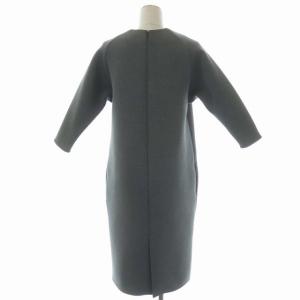 BORDERS at BALCONY COCOON DRESS ボンディングワンピース ミモレ丈 ロング 八分袖 36 グレー
