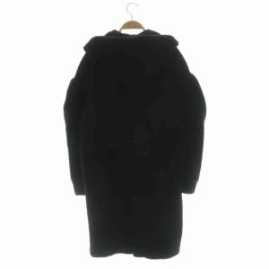 BORDERS at BALCONY BOA COAT アウター ロング フード ダブル ウール混 36 ブラック