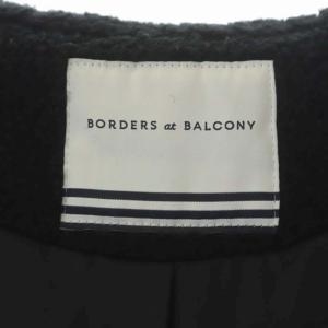 BORDERS at BALCONY BOA COAT アウター ロング フード ダブル ウール混 36 ブラック
