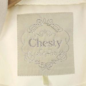 Chesty 21AW フラワーサテンブルゾン ジャケット ジップアップ ビーズビジュー装飾 1 ホワイト